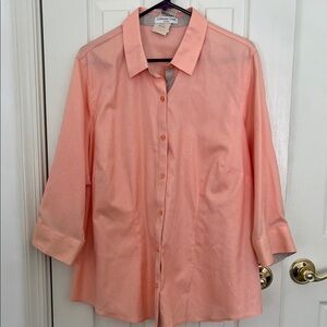 Coldwater Creek Plus size peach no iron Button-Up Shirt NWT
